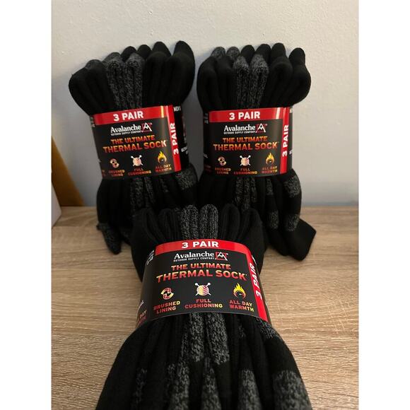 Avalanche Men Ultimate Thermal Crew Socks 6-12 Shoe Size 3 Sets Full Cushioning - Picture 1 of 3